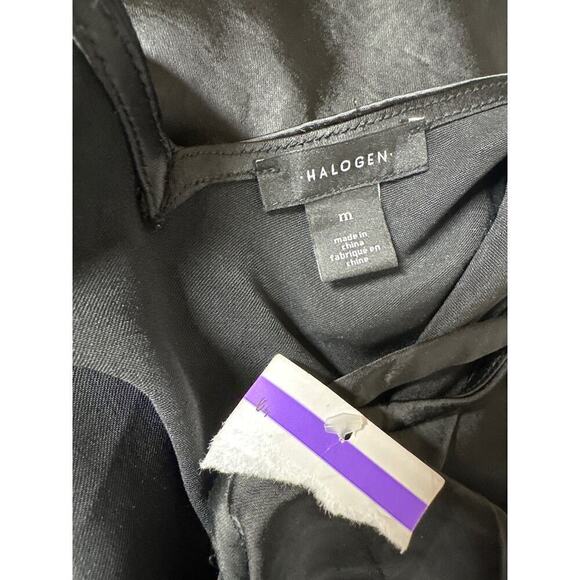 Halogen Dress Satin Sleeveless V-Neck Column Slip Midi Black NWT Medium - Picture 5 of 7